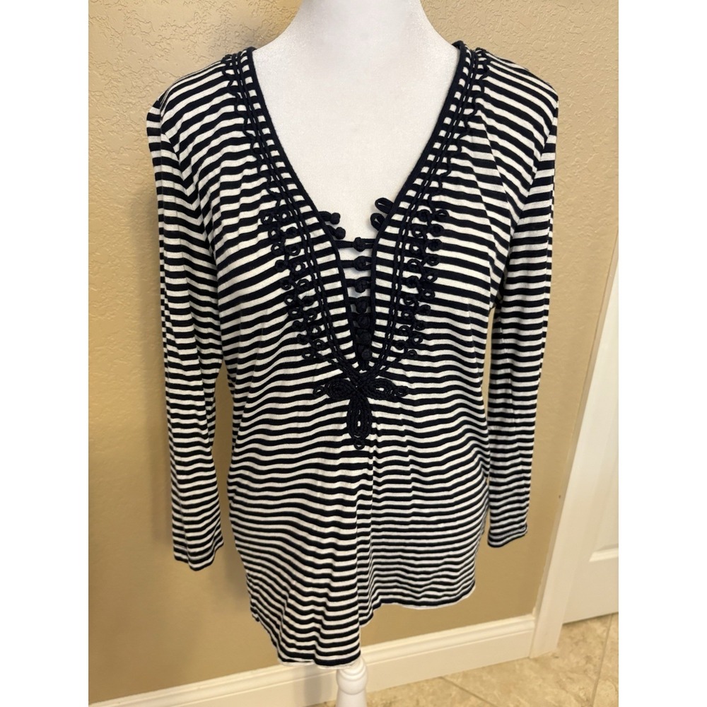 J Crew‎ Women's Navy And White Striped Tunic, Medium, Nautical